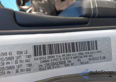 2016 Jeep Grand Cherokee Limited z USA, uszkodzony, nr VIN 1C4RJFBG4GC356235